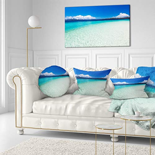 Design Art PT9919-40-20 Vacant Beach with Turquoise Water-Seashore Canvas Wall Artwork-40X20, 40x20 Blue