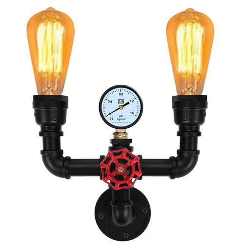 Retro Wall lamp Vintage Industrial Steampunk Wall Sconce 2 Lights Metal Water Pipe Wall Mounted Light Fixture E26 Edison Bulb for Cafe Bar Restaurant Bedroom Livingroom Retro Wall lamp Vintage Industrial Steampunk Wall Sconce 2 Lights Metal Water Pipe Wall Mounted Light Fixture E26 Edison Bulb for Cafe Bar Restaurant Bedroom Livingroom