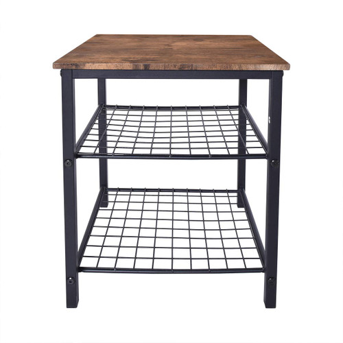 Side Tables, Industrial Retro End Tables Nightstand with Adjustable Mesh Shelves, for Living Room, Bedroom, Industrial, Stable Steel Frame, Easy Assembly (1PCS, Rustic Brown and Black)