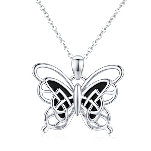 Black Butterfly Necklace 925 Sterling Silver Celtic Knot Butterfly Pendant Necklace Butterfly Jewelry Gifts Birthday Valentine's for Women Girls Butterfly Lovers Black Butterfly Necklace 925 Sterling Silver Celtic Knot Butterfly Pendant Necklace Butterfly Jewelry Gifts Birthday Valentine's for Women Girls Butterfly Lovers
