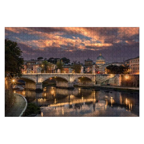 1000 Piece Rome Tiber st Peters Basilica, Vatican, Italy Italy Water City Large Piece Jigsaw Puzzles for Adults Educational Toy for Kids Creative Games Entertainment Wooden Puzzles Home Decor
