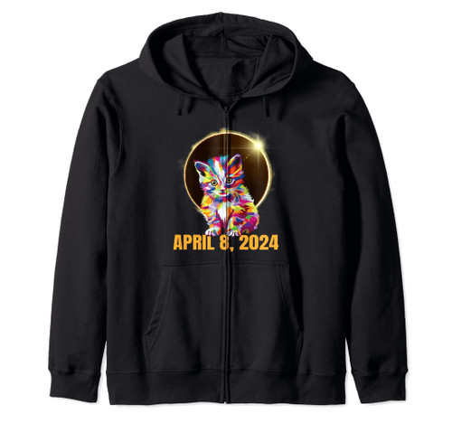 TOTAL SOLAR ECLIPSE Cat TOTALITY April 8 2024 Novelty Zip Hoodie
