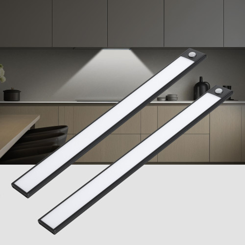 69 LED Under Cabinet Lights 2 Packs, 3 Color Dimmable Motion Sensor Closet Lights, 3000mAh Rechargeable Under Counter Lights, Wireless Battery Operated Lights Indoor for Wardrobe, Kitchen