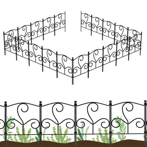 Decorative Garden Fence 25 Panels, 26FT(L) x 16.5in(H) Rustproof Outdoor Landscape Metal Border Edging Fencing Flower Animal Dogs Barrier Section Panel Decor Decorative Garden Fence 25 Panels, 26FT(L) x 16.5in(H) Rustproof Outdoor Landscape Metal Border Edging Fencing Flower Animal Dogs Barrier Section Panel Decor