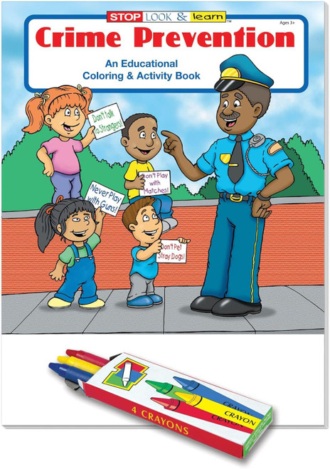 - Crime Prevention Kids Educational Coloring Books (25 Bulk Pack, With Crayons) - Police Community Relations and Promotional Handout - Safety Materials, Games, Puzzles, Activities for Kids