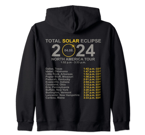 2024 Total Solar Eclipse April 8 Path Of The Eclipse Zip Hoodie