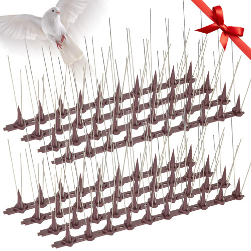 Bird Spikes, 32 Pack Bird Deterrent Spikes, Bird Repellent Devices Outdoor, Bird Spikes for Pigeons and Other Small Birds, Cats Squirrels Raccoons for Fence Roof Windowsill Coverage 32.6 Feet