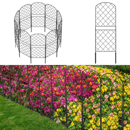 Decorative Garden Fence 10 Pack, 37.5in(H) x 10ft(L) Animal Barrier Fence, Rustproof Metal Fencing for Yard, Dog Rabbits Wire Section Garden Edging Border for Yard Patio Garden, Arched Decorative Garden Fence 10 Pack, 37.5in(H) x 10ft(L) Animal Barrier Fence, Rustproof Metal Fencing for Yard, Dog Rabbits Wire Section Garden Edging Border for Yard Patio Garden, Arched