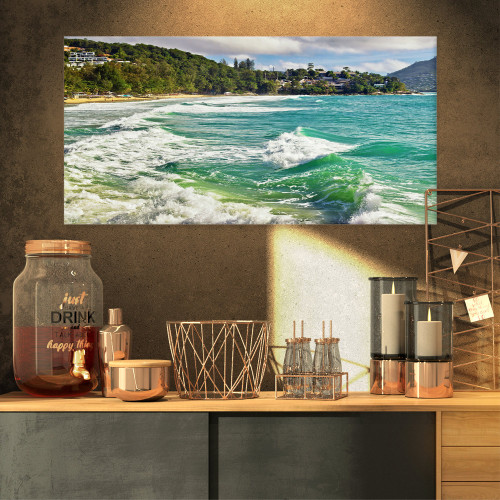 PT10992-32-16 Exotic Tropical Blue Waters-Oversized Beach Canvas Artwork-32X16, 32x16
