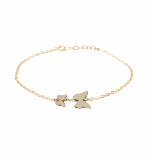Two CHASING BUTTERFLIES Gold Fill BRACELET also in Sterling Silver and Rose Gold Fill