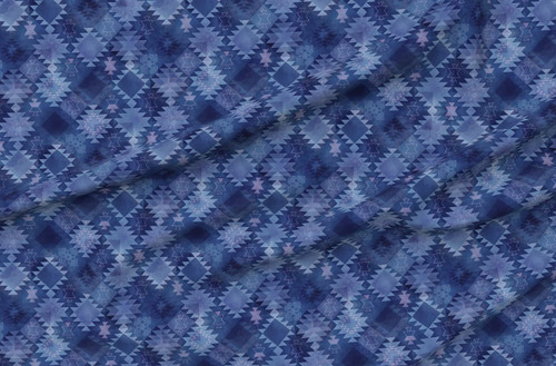 Fabric - Kilim Blue Violet Abstract Printed on Organic Cotton Sateen Fabric by The Yard - Sewing Quilting Apparel Home Decor