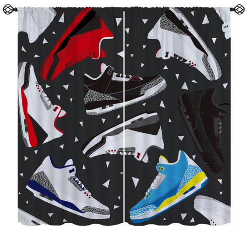 Basketball Shoes Blackout Curtains for Boys Teens Home Decor, Cool Teens Sports Retro Sneaker Rod Pocket Thermal Insulated Drapes Darkening Window Curtain for Bedroom Living Room, 63 x 63 Inch