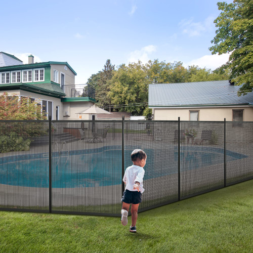 4 x 12 Feet Pool Fence Swimming Pool Fences for Inground Pools Removable Outdoor Child Pool Safety Fencing Black