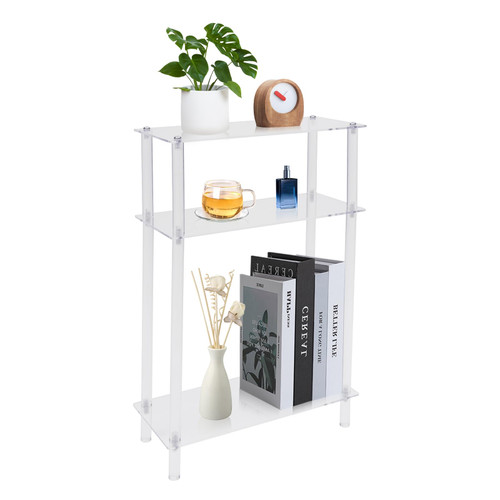 3 Tier Acrylic Narrow Side Table,Narrow Bedside Table, Slim Small End Table for Living Room Bedroom Small Spaces