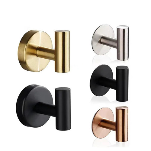 Adhesive/Screws Wall Hooks Door Key Clothes Coat Hanger Hooks Bathroom Robe Towel Holder Organizer Hanging Hook Kitchen Hardware 1Pcs (Color : Screw-ShinyChrome)
