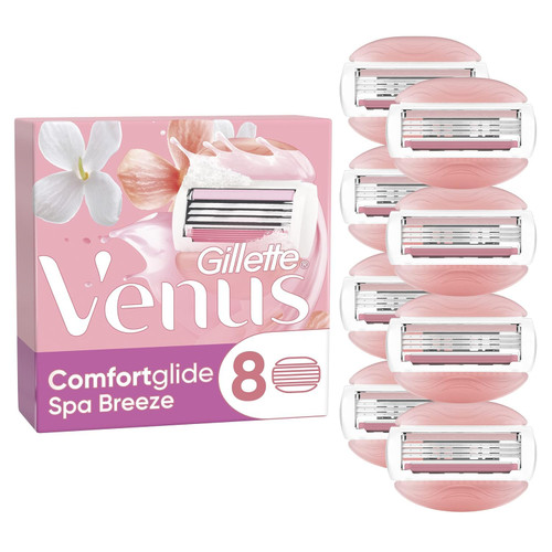 Venus Comfortglide Spa Breeze Women's Razor Blade Refills, Pack of 8, 3 Built-in Blades for a Smooth, Close Shave that Lasts