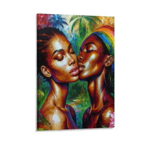 Art Posters Black Lesbian Posters Wall Decor (1) Canvas Painting Posters And Prints Wall Art Pictures for Living Room Bedroom Decor 12x18inch(30x45cm) Frame-style-2