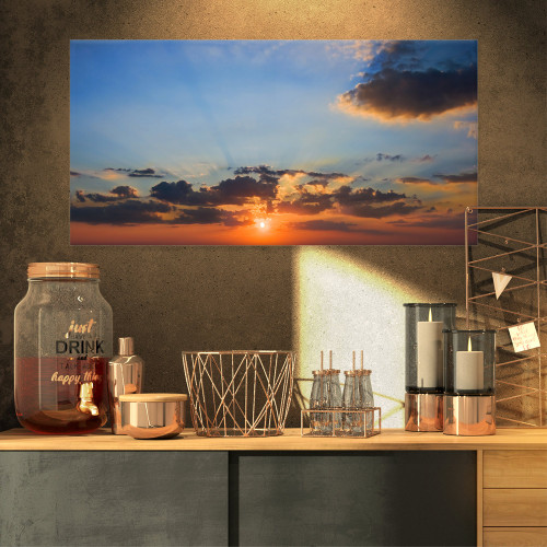 PT10862-32-16 Beautiful Cloudy Sunset Panorama-Extra Large Seascape Art Canvas-32X16, 32x16 PT10862-32-16 Beautiful Cloudy Sunset Panorama-Extra Large Seascape Art Canvas-32X16, 32x16