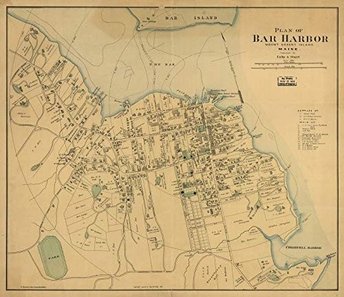 18" x 24" 1887 Plan of Bar Harbor Mount Desert Island Maine