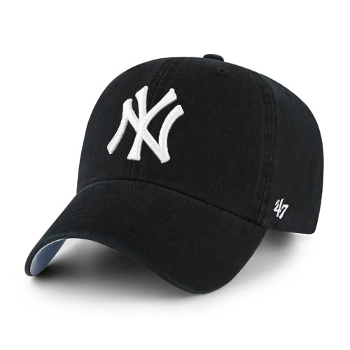 MLB New York Yankees Ball Park Clean Up Adjustable Hat, Adult One Size Fits All (New York Yankees Black Blue)