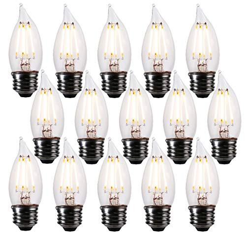 FLILED LED 60 Watt Equivalent Chandelier Bulbs, 5.5 Watt Dimmable Filament Clear LED Candelabra Bulbs, E26 Medium Base, LED Candle Bulbs (5000K Daylight, 15 Pack)