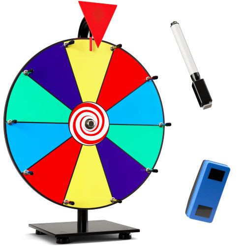 12 Inch Heavy Duty Spinning Prize Wheel - 10 Slots Color Tabletop Roulette Spinner of Fortune Spin The with Dry Erase Marker and Eraser Win Game for Trade Show, Carnival