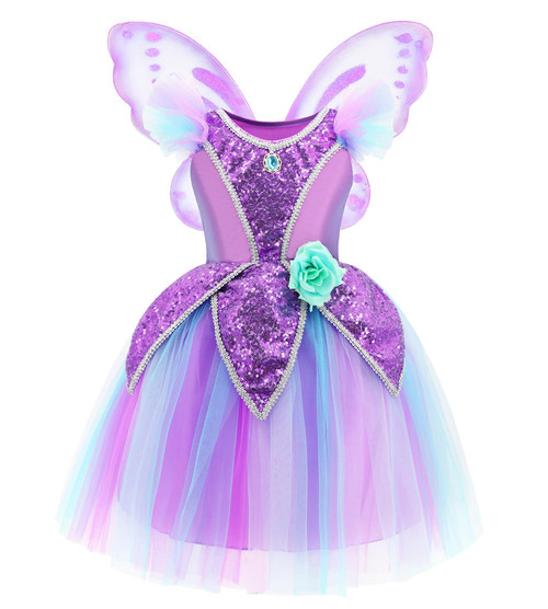Princess Fairy Costume for Toddler Girls, Birthday Party Fairy Dress Up, Special Occasion Dress, Purple