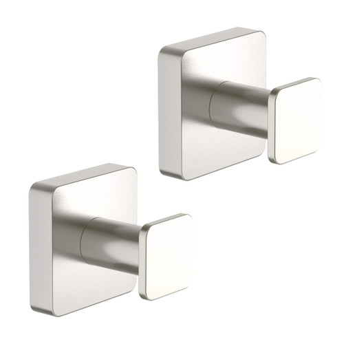 Blaze Bathroom Towel Hook Wall Mounted Robe Hook | 1.62 inch Solid Brass Wall Hooks for Bathroom (Brushed Nickel) (KBA16) (Pack of 2)