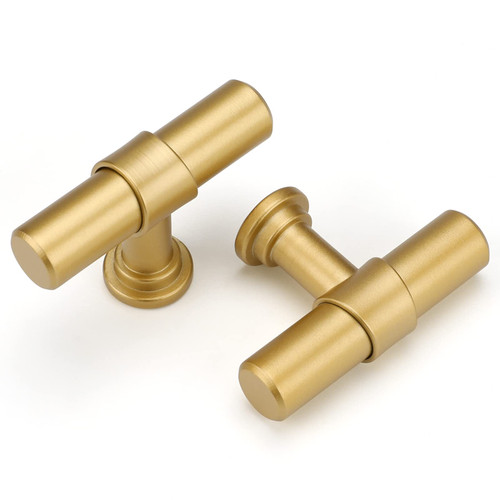 20 Pack Gold Cabinet Knobs, Brushed Brass Cabinet Knobs Kitchen Cabinet Knobs, Dresser Drawer Konbs Gold Pulls and Knobs T-bar Knob Kitchen Hardware