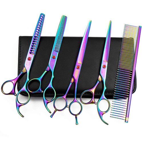 Professional Dog Grooming Scissors Set, 7 Inch/8 Inch Pet Grooming Scissors Chunkers Shears for Dog, Curved Dog Grooming Scissors, Thinning Shears for Dog with Grooming Comb Professional Dog Grooming Scissors Set, 7 Inch/8 Inch Pet Grooming Scissors Chunkers Shears for Dog, Curved Dog Grooming Scissors, Thinning Shears for Dog with Grooming Comb