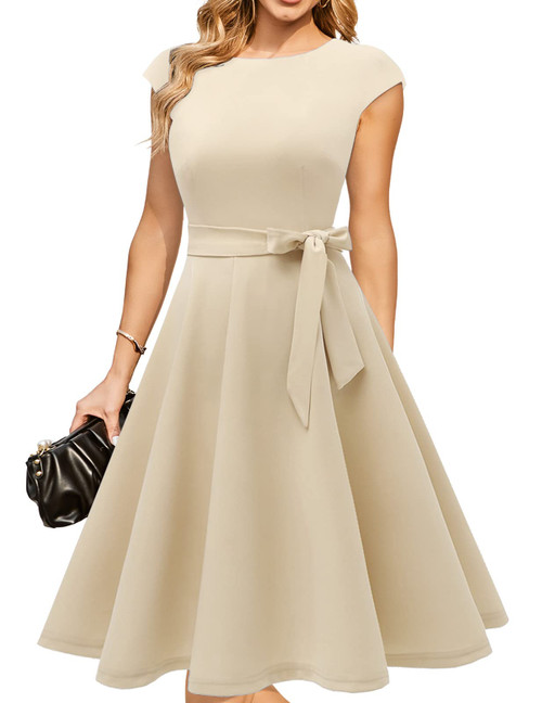 Women's Cocktail Dresses for Church, Modest Wedding Guest Bridesmaid Prom Formal Holiday Party Dress 2024, Aline 1950s Vintage Dress Champagne XL Women's Cocktail Dresses for Church, Modest Wedding Guest Bridesmaid Prom Formal Holiday Party Dress 2024, Aline 1950s Vintage Dress Champagne XL