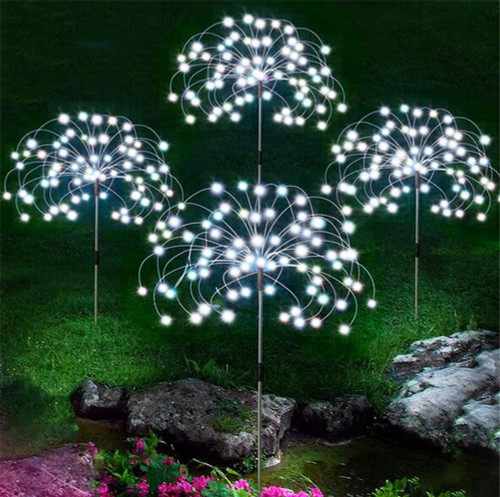 4 Pack Outdoor Solar Lights, Solar Garden Lights Bigger Firework Fairy Lights, Waterproof Outdoor Lights - Bigger Solar Panel for Garden Patio Yard Pathway (Firework Light-White) 4 Pack Outdoor Solar Lights, Solar Garden Lights Bigger Firework Fairy Lights, Waterproof Outdoor Lights - Bigger Solar Panel for Garden Patio Yard Pathway (Firework Light-White)