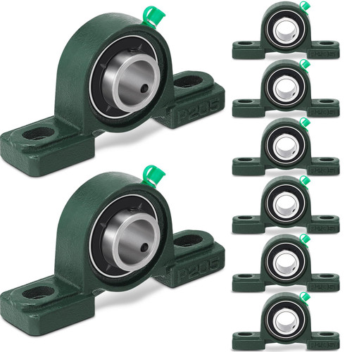 8 Pcs UCP205-16 Pillow Block Bearing with 1" Bore Flange Mounted Pillow Block Ball Bearing Self Alignment Cast Iron Housing Steel Bearing Unit for Industry, Green