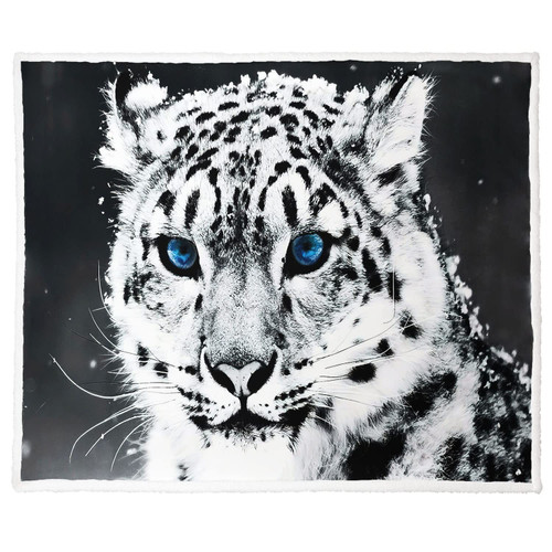 60"x80" Snow Leopard Sherpa Blanket Animal Print Throw Blanket Super Soft Fuzzy Blanket Thick Warm Fleece Blankets for Couch Bed