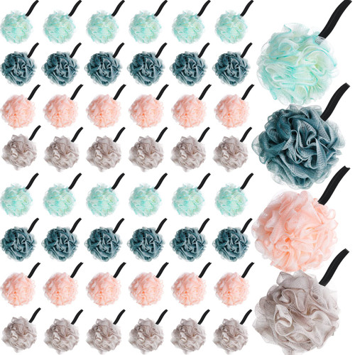 48 Pack Bath Sponge Shower Loofahs Bulk 50g Soft Net Body Scrubber Sponge Ball Body Shower Puff Mesh Pouf Bath Scrunchies Body Wash Puff for Men and Women Exfoliating Shower Pouf Balls (Classic Color) 48 Pack Bath Sponge Shower Loofahs Bulk 50g Soft Net Body Scrubber Sponge Ball Body Shower Puff Mesh Pouf Bath Scrunchies Body Wash Puff for Men and Women Exfoliating Shower Pouf Balls (Classic Color)