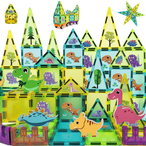 Dinosaur Magnetic Tiles, Creative Animals Magnet Building Toys for Kids, STEM Learning Educational Toys for Toddlers, Preschool Construction 3D Building Blocks for Boys Girls Ages 3+ Dinosaur Magnetic Tiles, Creative Animals Magnet Building Toys for Kids, STEM Learning Educational Toys for Toddlers, Preschool Construction 3D Building Blocks for Boys Girls Ages 3+