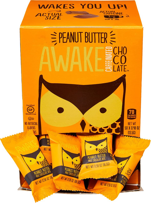 Awake Caffeinated Chocolate Energy Bites (Peanut Butter, 50 Count (Pack of 1))