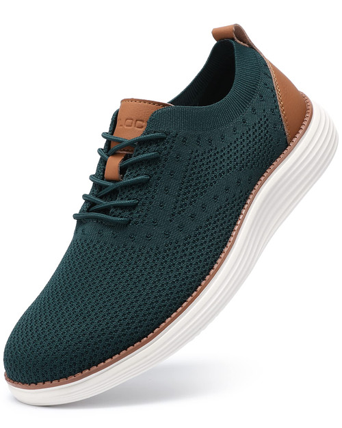 Men's Casual Dress Sneakers Oxfords Business Shoes Lace Up Lightweight Comfortable Breathable Walking Knit Mesh Fashion Sneakers Tennis Green,EU44