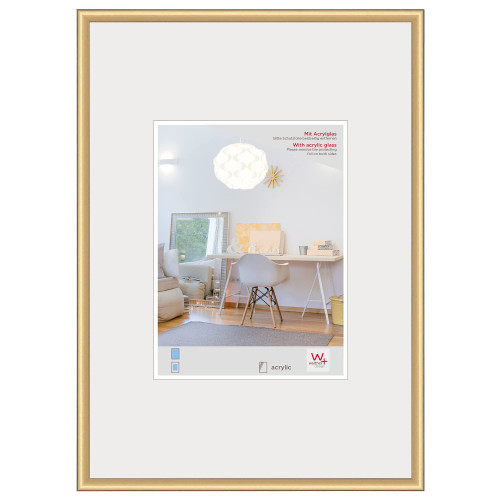 Walther Design Picture Frame Gold 50 x 70 cm with Art Glass, New Lifestyle Plastic Frame KVX070G