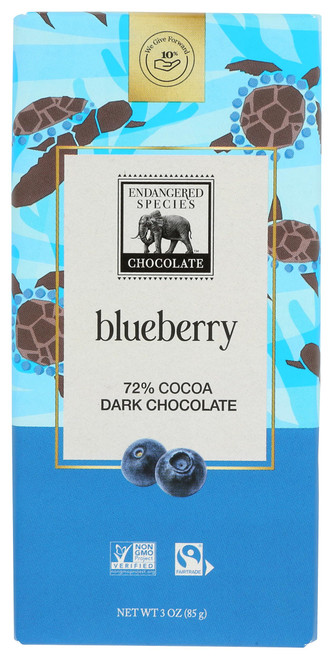 72% Cocoa Blueberry Dark Chocolate Bar, Non GMO, 3 Ounces (Pack Of 12)