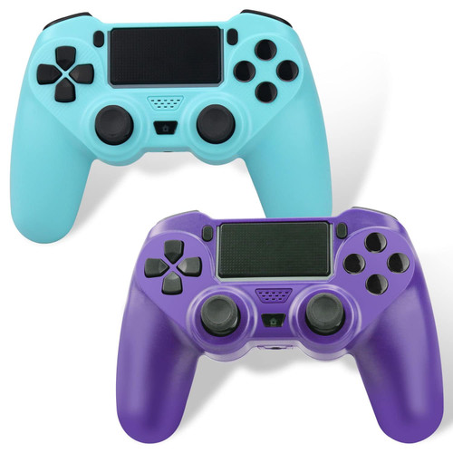 2 Pack Wireless Controller for PS4 P4 Remote for Playstation 4/Pro/Slim with Double Shock/Stereo Headset Jack/Touch Pad/Six-axis Motion Control(Purple and Blue)