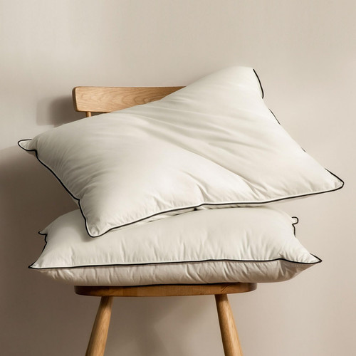 Organic Feather Down Pillow Set of 2, Queen Size Medium Bed Pillow Inserts, Luxurious 3-Chamber Hotel Pillow with 100% Cotton and Goose Feathers Down, 20x30 Inches