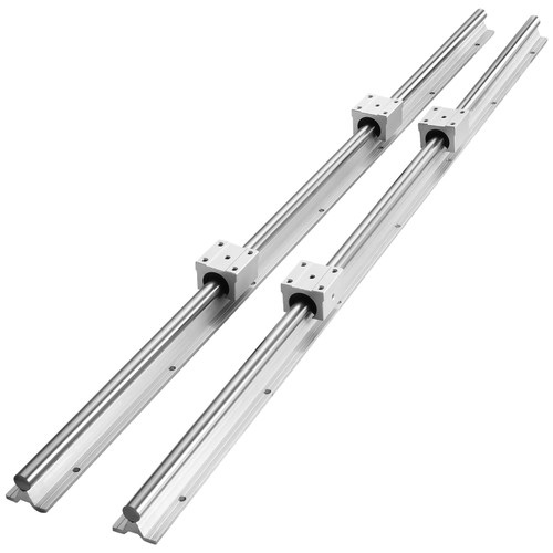 Linear Rail, 2PCS SBR12-1000mm, Linear Guide 2 PCS Linear Guide Rails, 4 PCS Square Type Carriage Bearing Blocks, CNC Rail Linear Rails and Bearings Kit, for Automated Machines and Equipments