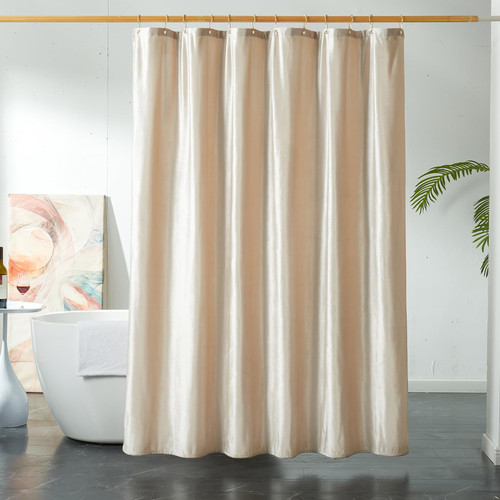 Off White Velvet Shower Curtains for Bathroom,260 GSM Heavy-Duty Fabric Luxury Shower Curtain with Hooks, Thicken, Washable, Waterproof Shower Curtain for Hotels, Bathtubs, 72 x 72 inches