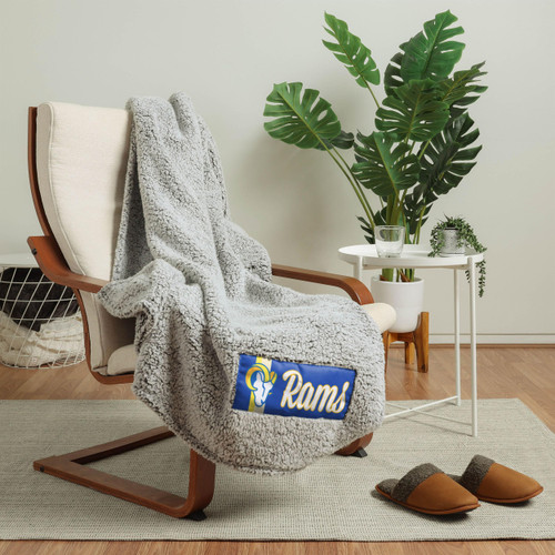Los Angeles Rams NFL Big Logo Cloud Sherpa Blanket