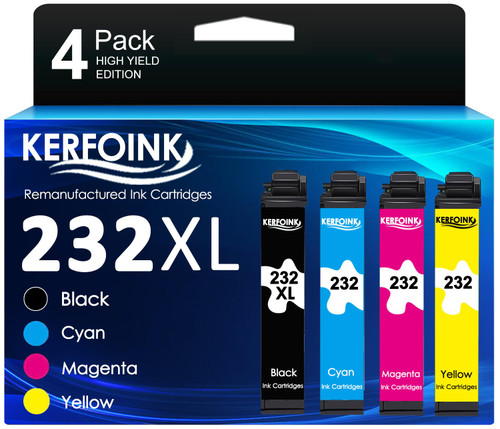 232XL Ink Cartridges Remanufactured Replacement for Epson 232 Ink Cartridge 232XL Works with Workforce WF-2930, WF-2950, Expression XP-4200, XP-4205 Printer (Black, Cyan, Magenta, Yellow, 4 Pack)