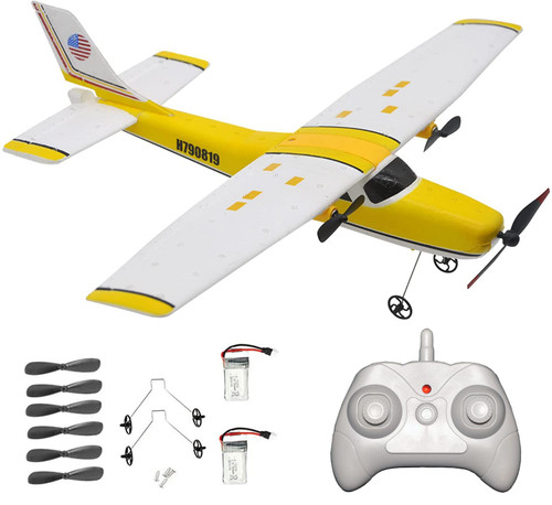 RC Plane Remote Control Airplane 2.4Ghz 2 Channels RTF Radio Control Cessna Aircraft with 3-Axis Gyro for Beginner Easy to Fly EPP Foam Glider Toys (Two Batteries)