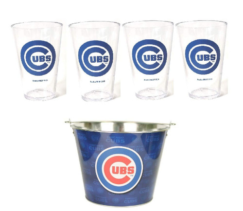MLB Tailgate Set - Ice Bucket and 4 Cups - Chicago Cubs