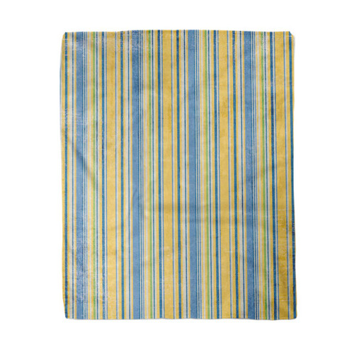 60x80 Inches Flannel Throw Blanket Navy Royal Yellow Blue Twill Stripe White Distressed Gold Home Decorative Warm Cozy Soft Blanket for Couch Sofa Bed