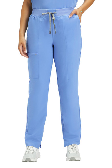 Women's Performance Scrub Pant - MotionTech, 4-Way Stretch, Pocket-Packed, Wrinkle-Resist, Semi-Slim Fit, L/Regular 31 in | 31, Ceil Blue